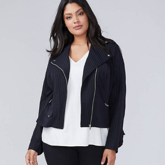 SOLD!! Lane Bryant pinstripe moto jacket - Picture 2 of 5
